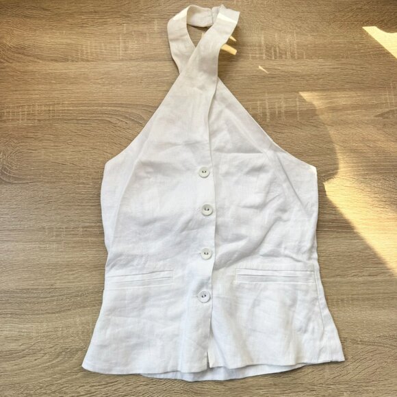 Reformation Tate Linen Top White 2 - Picture 6 of 13